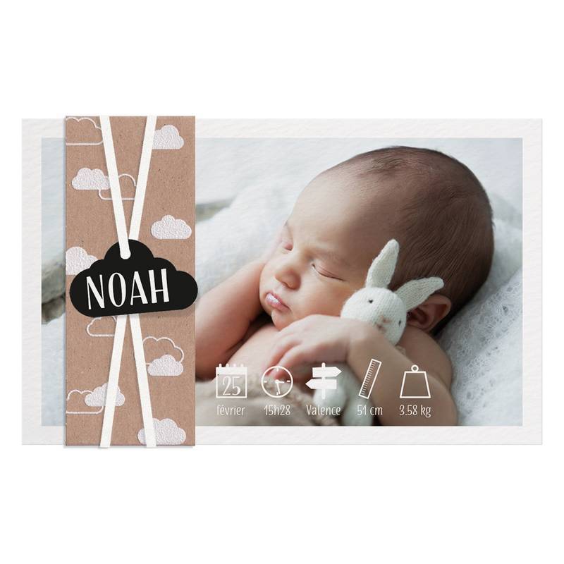 Faire-part naissance tendance nuage crème photo Belarto Welcome Wonder 717026