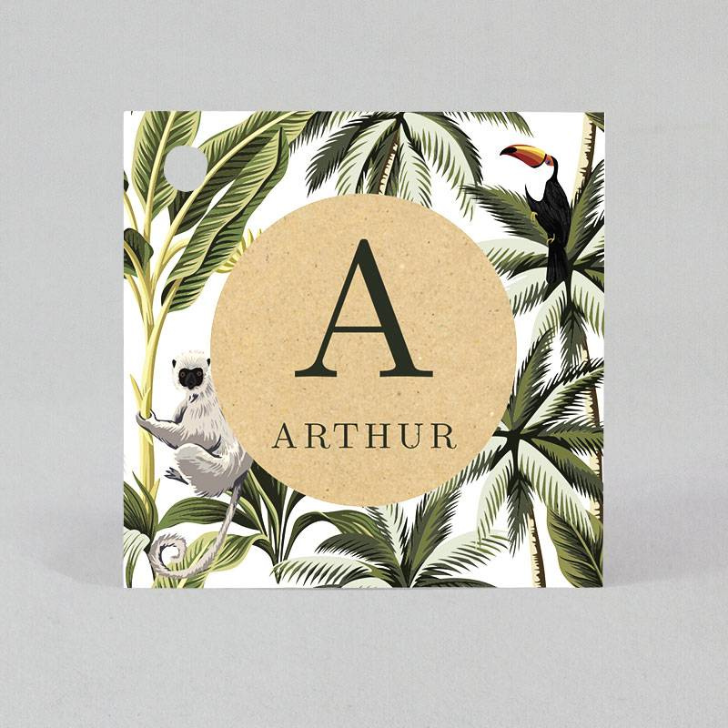 Étiquette baptême perforée illustration jungle pour décorer vos cadeaux d'invités Étiquette baptême perforée illustration jungle pour décorer vos cadeaux d'invités