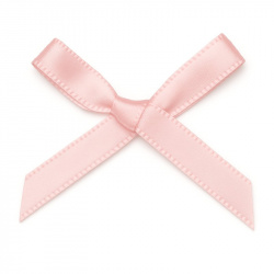 Petit nœud satiné rose clair pour décorer vos faire-part naissance ou à coller sur votre décoration de baptême