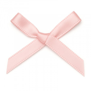 Petit nœud satiné rose clair pour décorer vos faire-part naissance ou à coller sur votre décoration de baptême