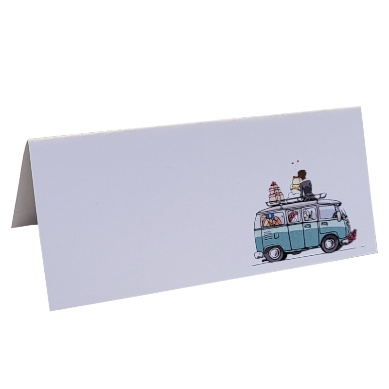 Marque-place chevalet pour votre repas de mariage sur le thème des Combi VW Marque-place chevalet pour votre repas de mariage sur le thème des Combi VW
