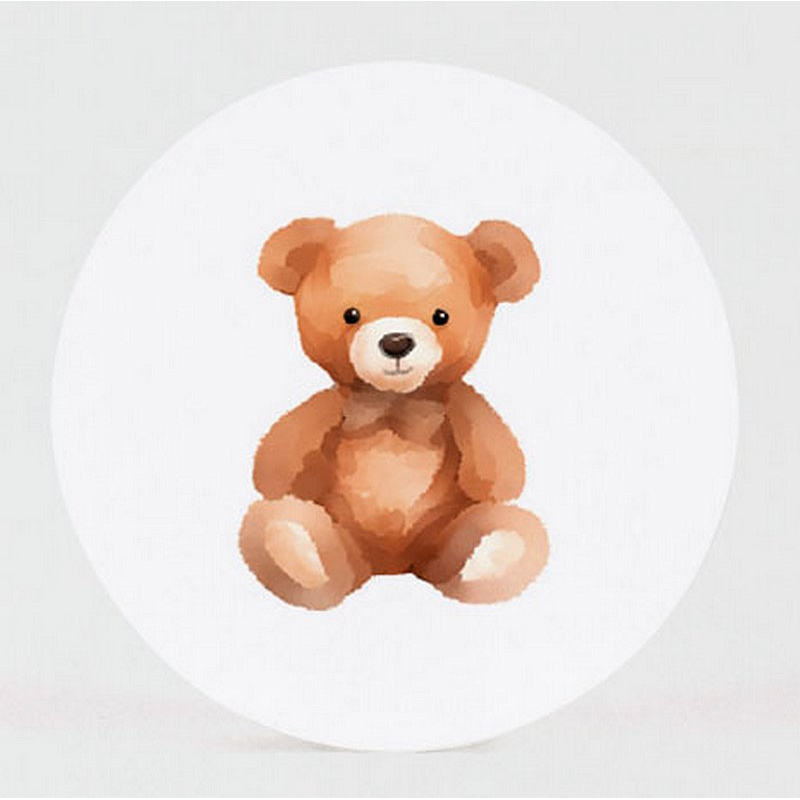 Sticker avec illustration aquarelle d'un nounours en peluche Sticker avec illustration aquarelle d'un nounours en peluche