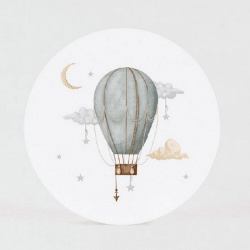 Sticker poétique aquarelle montgolfière dans les étoiles
