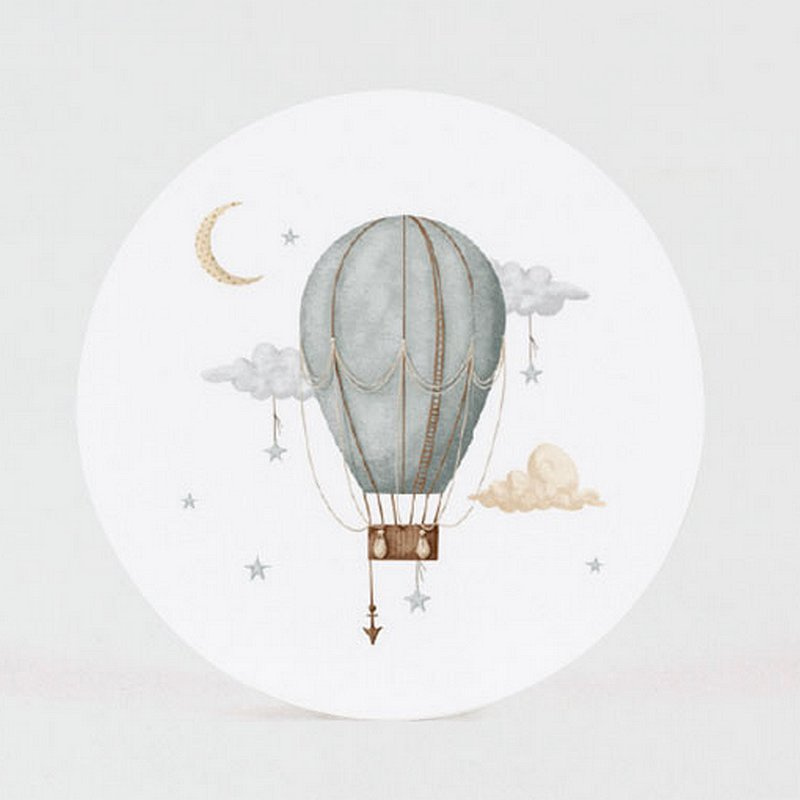 Sticker poétique aquarelle montgolfière dans les étoiles Sticker poétique aquarelle montgolfière dans les étoiles