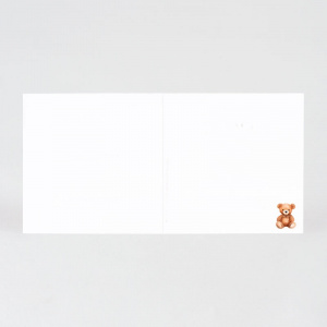 Intérieur vierge du faire-part, pages blanches avec dessin de peluche