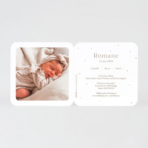 Intérieur du faire-part 585.033 personnalisé avec texte et photo de bébé