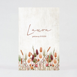 Faire-part de naissance ou baptême champêtre avec fleurs sauvages