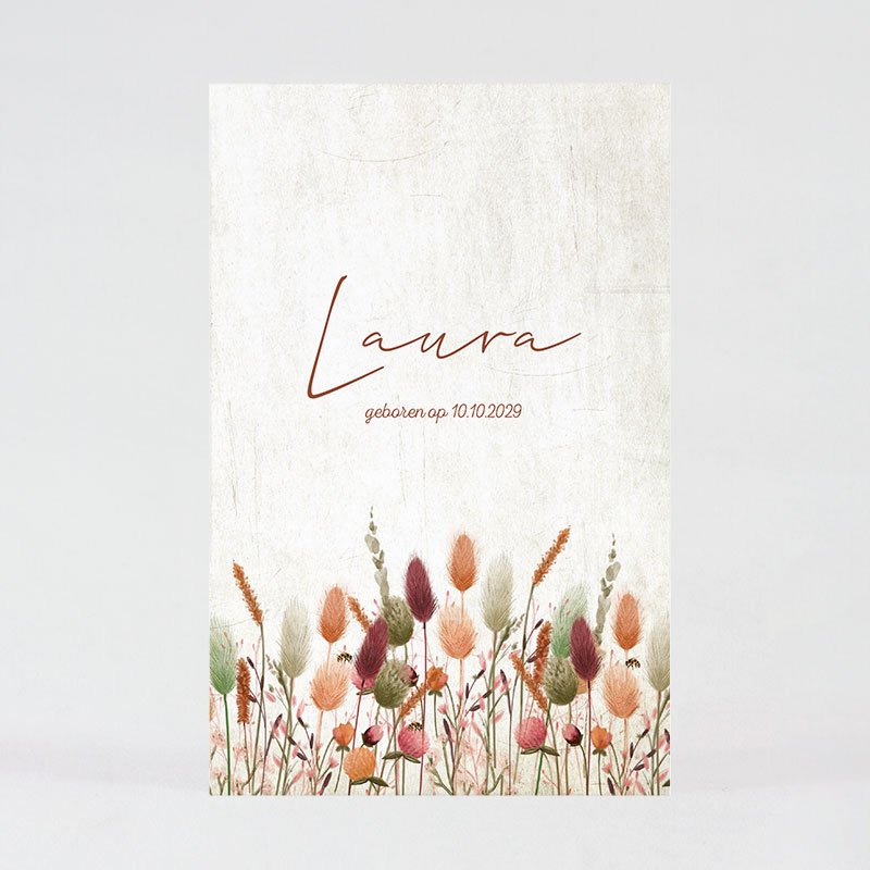 Faire-part de naissance ou baptême champêtre avec fleurs sauvages Faire-part de naissance ou baptême champêtre avec fleurs sauvages