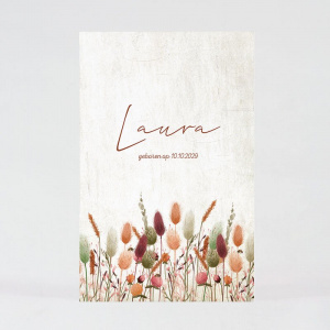 Faire-part de naissance ou baptême champêtre avec fleurs sauvages