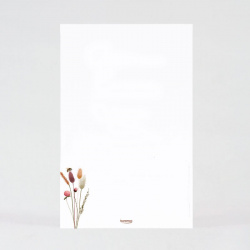 Verso de la carte sans texte, avec motif de fleurs sauvages