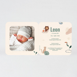 Intérieur du faire-part 585.051 avec texte d'exemple et une jolie photo de bébé