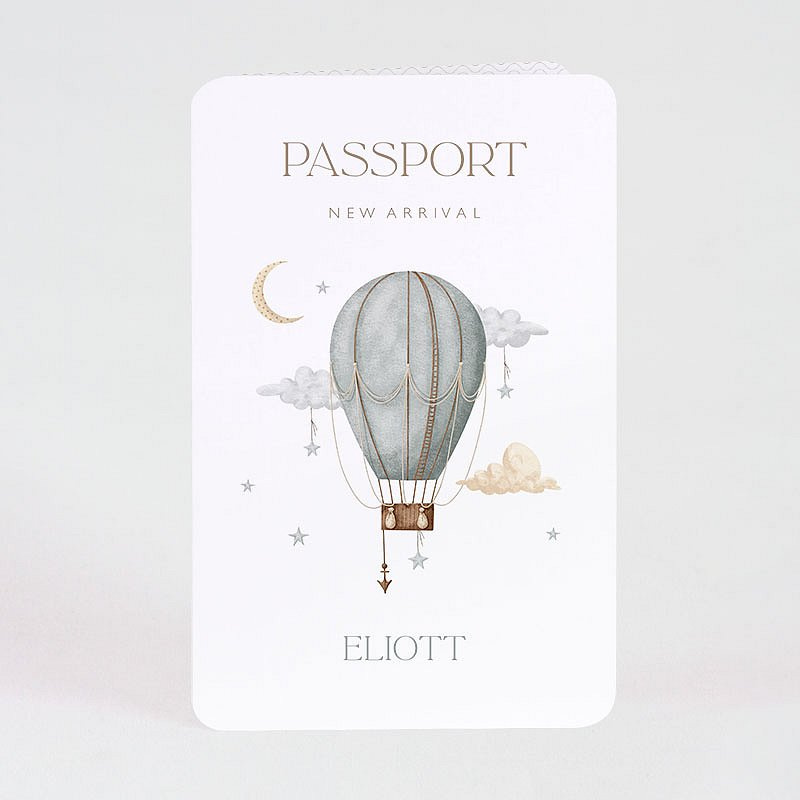 Faire-part passeport montgolfière style rétro Faire-part passeport montgolfière style rétro