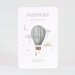 Faire-part passeport montgolfière style rétro