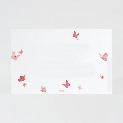 Dos du faire-part vierge, avec illustrations de papillons roses pour naissance ou baptême