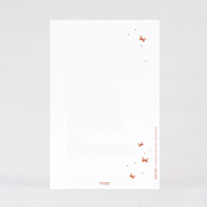Verso de la carte vierge de texte, avec uniquement les illustrations de papillons rouges