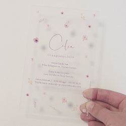 Faire-part plexi transparent 2 mm pour annoncer la naissance de bébé avec originalité