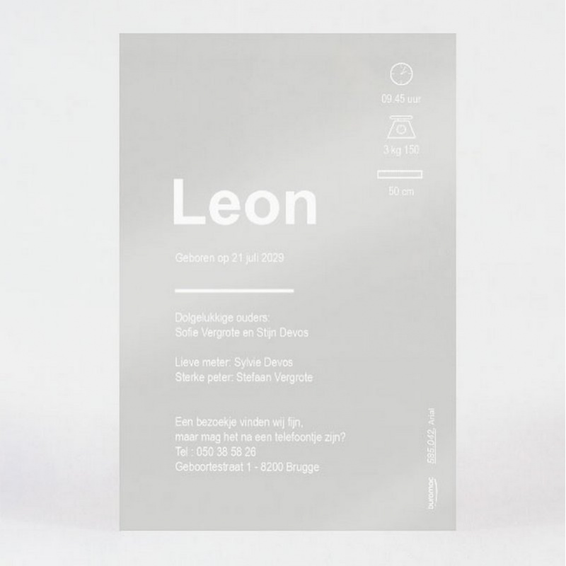 Faire-part plexiglas 2 mm simple sans motif