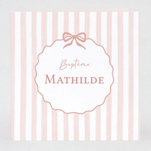 Faire-part pour baptême ou naissance style rétro chic rose et blanc