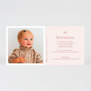 Intérieur du faire-part avec texte d'invitation baptême et photo