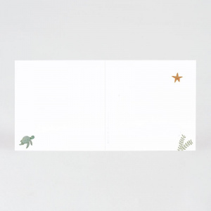 Intérieur du faire-part vierge avec dessin de tortue de mer
