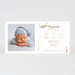 Intérieur du faire-part de naissance avec texte d'annonce et photo de bébé