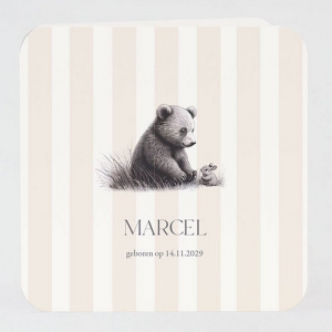 Faire-part classique illustration crayon ourson pour annoncer une naissance ou un baptême