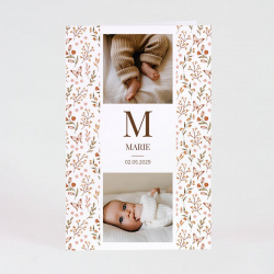 Faire-part champêtre chic pour annoncer la naissance ou le baptême de bébé
