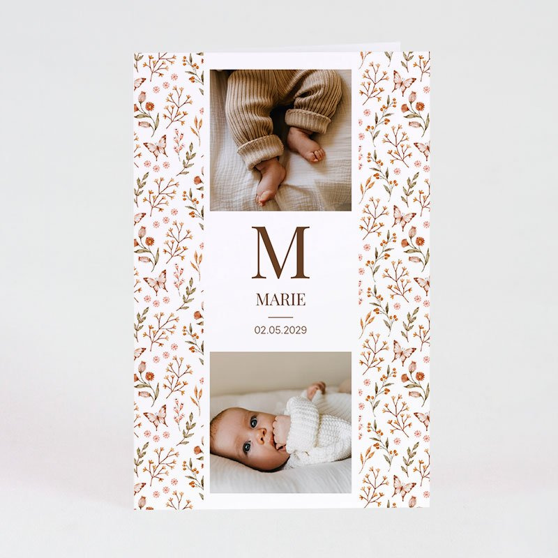 Faire-part champêtre chic pour annoncer la naissance ou le baptême de bébé Faire-part champêtre chic pour annoncer la naissance ou le baptême de bébé