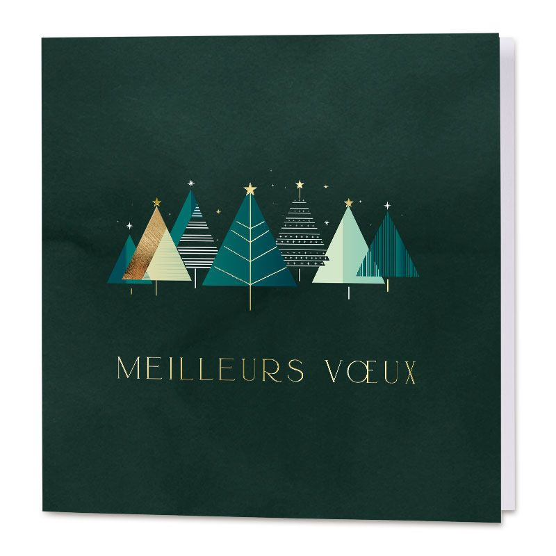 Carte de vœux pour entreprise, couverture moderne illustrée de sapins stylisés