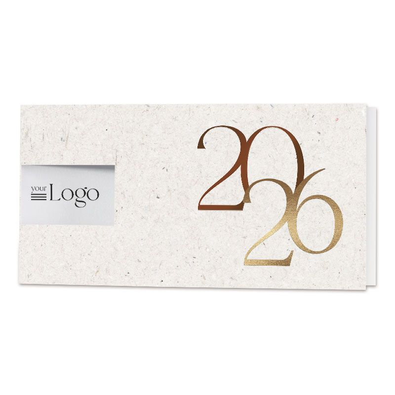 Carte de vœux entreprise classique 2026, blanche avec dorure Carte de vœux entreprise classique 2026, blanche avec dorure