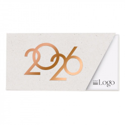 Carte de vœux 2026 moderne blanche avec finition cuivrée