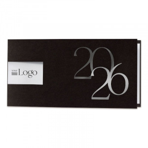 Carte de vœux 2026 élégante noire avec finition argentée