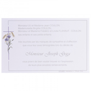 Carte de remerciement décès, deuil, funérailles, condoléances, obsèques  BUROMAC 670.005