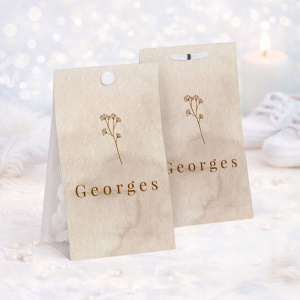 Etui pour dragées couleur beige illustration de fleurs séchées