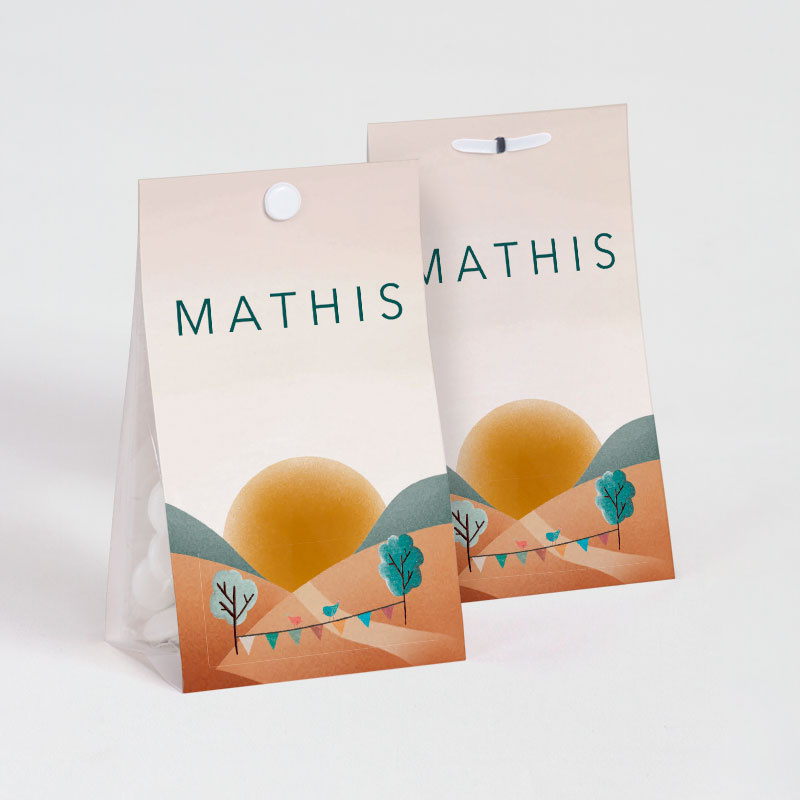 Etui pour dragées festif et coloré à personnaliser