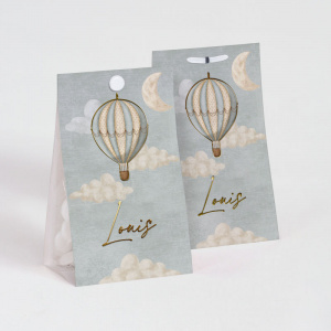 Etui à dragées style rétro avec montgolfière dorée