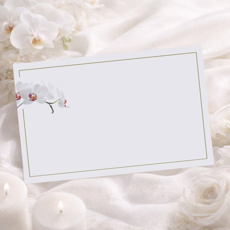Carte remerciement deuil avec orchidée blanche