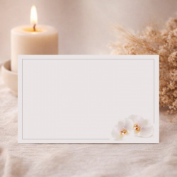 Carte de remerciement après décès illustrée d'orchidées blanches