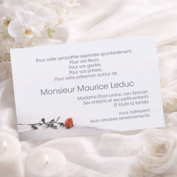 Carte de remerciement décès rose en bord de mer