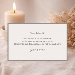 Carte remerciement décès simple liseré gris