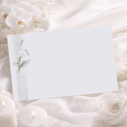 Carte remerciement après obsèques arums blanc et épis de blé