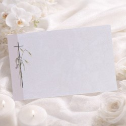 Carte remerciement deuil gris chiné épis de blé et croix