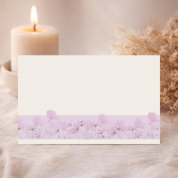 Carte de remerciement après décès champs de fleurs roses