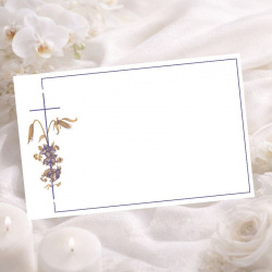 Remerciement décès avec illustration fleurs violettes et épis de blé