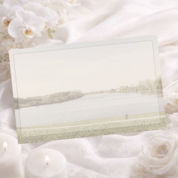 Carte de remerciement après décès illustration promenade au bord du lac