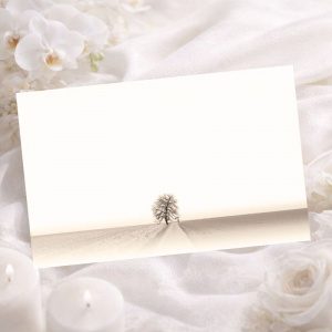 Carte remerciement après décès illustration arbre solitaire au bord d'une route