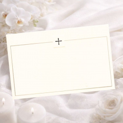 Carte simple pour remercier après des funérailles, avec croix catholique argentée