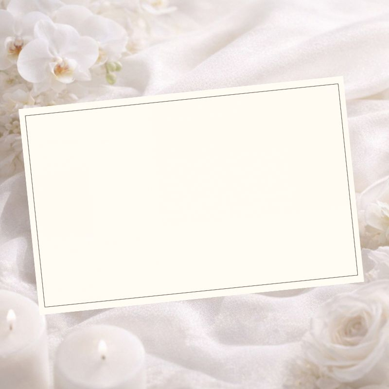 Carte remerciement décès couleur crème avec fin liseré gris