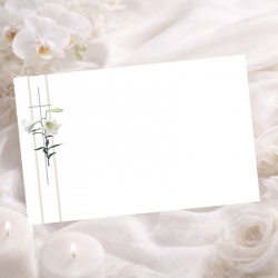 Carte remerciement décès illustration lys blancs et croix catholique