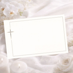 Carte remerciement décès simple liseré gris et croix